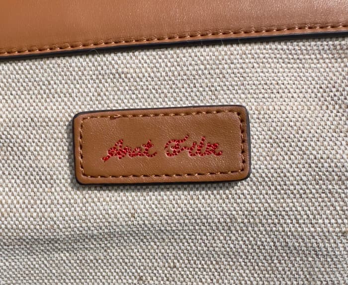 Anat Fritz logo detail on premium weekender bag - German craftsmanship