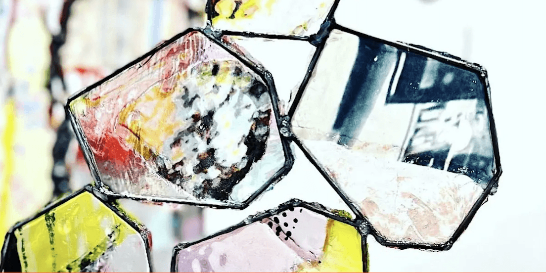 HardSilk™ sculptural artwork - colorful geometric glass forms